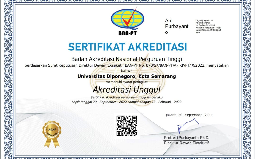 Universitas Diponegoro Achieve “Unggul” Accreditation